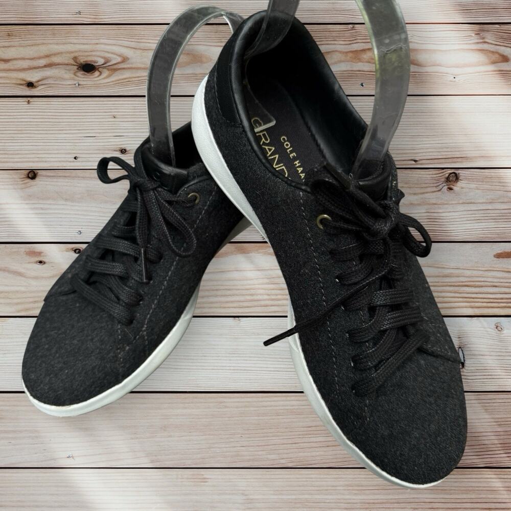 Cole Haan Grand Pro‎ Charcoal Gray Laced Sneaker Shoes Sz 8.5B Womens Tennis